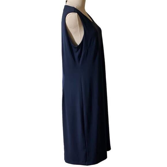 Vintage Vollbracht Dress Large Navy Slinky Sheath Sleeveless Workwear Date Night - Picture 7 of 15